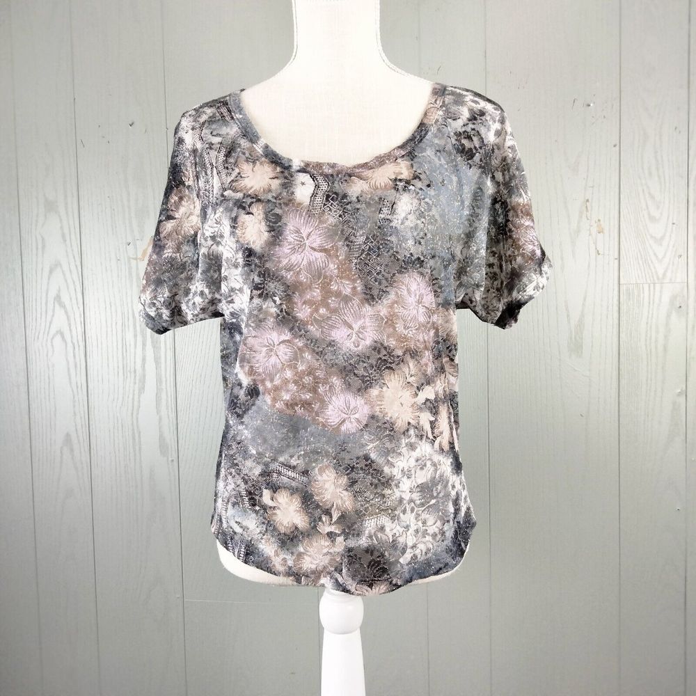 Charlotte Russe Y2K Mesh Lace Top Womens XS Whimsigoth Dark‎ Romantic Sheer